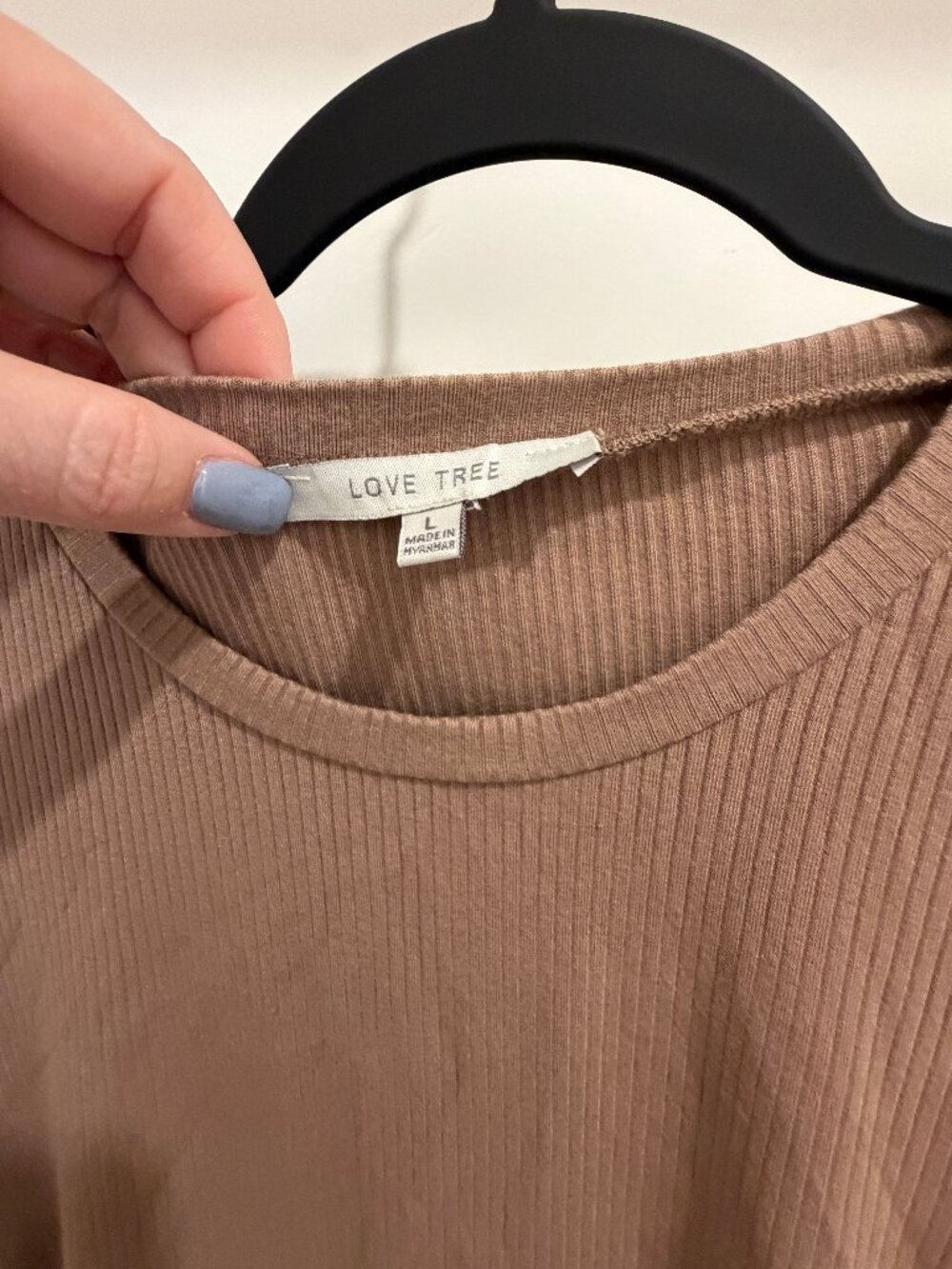 Love Tree Brown Ribbed Ruched Sleeveless Midi Dress Size Large